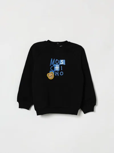 Moschino Babies'  Kid's Teddy Bear Print Cotton Sweatshirt In Black