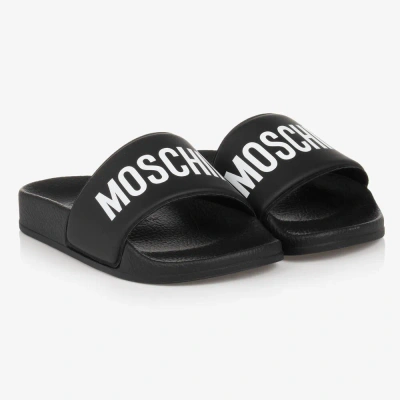 Moschino Kid-teen Black & White Sliders