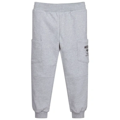 Moschino Kid-teen Kids' Boys Grey Cotton Joggers In Gray