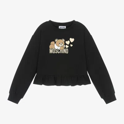 Moschino Kid-teen Babies' Girls Black Cotton Teddy Bear Sweatshirt