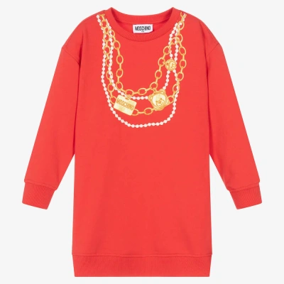 Moschino Kid-teen Kids' Girls Red Cotton Necklace Dress