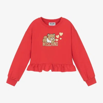 Moschino Kid-teen Babies' Girls Red Cotton Teddy Bear Sweatshirt