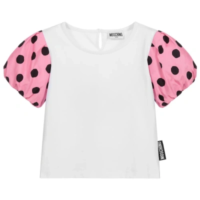 Moschino Kid-teen Girls Teen White & Pink Dot T-shirt