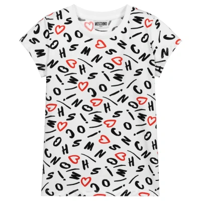 Moschino Kid-teen Girls Teen White Logo T-shirt