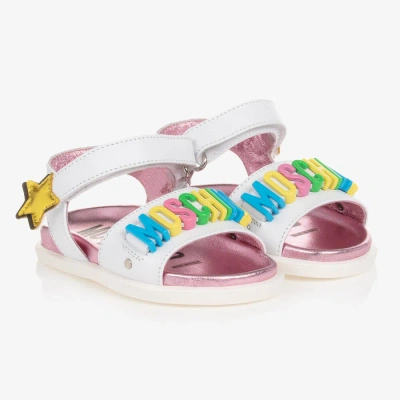 Moschino Kid-teen Girls White Star Leather Sandals