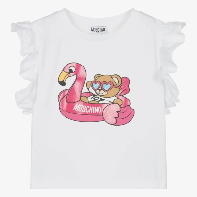 Moschino Kid-teen Teen Girls White Cotton Flamingo T-shirt