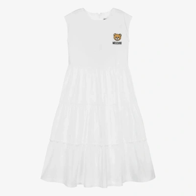 Moschino Kid-teen Teen Girls White Cotton Midi Dress