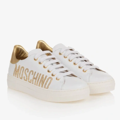 Moschino Kid-teen Teen Girls White Leather Lace-up Trainers