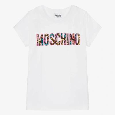 Moschino Kid-teen Teen Girls White Leopard Print Cotton T-shirt