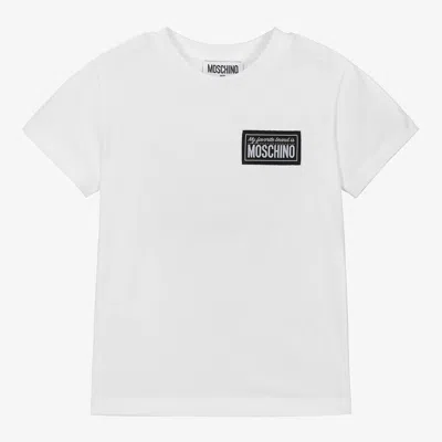 Moschino Kid-teen Babies' White Label Logo Cotton T-shirt