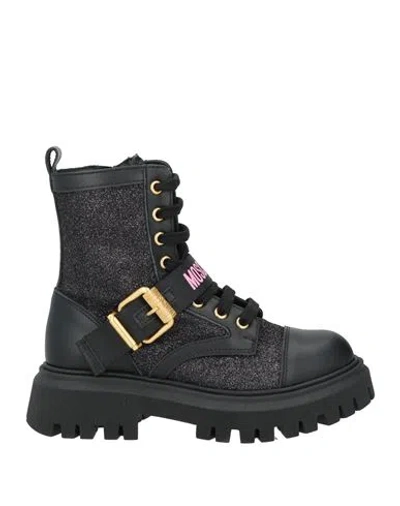 Moschino Kid Babies'  Toddler Girl Ankle Boots Black Size 10c Leather, Textile Fibers