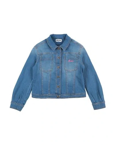 Moschino Kid Babies'  Toddler Girl Denim Outerwear Blue Size 6 Cotton, Elastane, Polyester