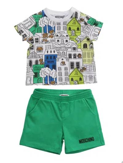 Moschino Kid Two-piece Sportive Set In Green
