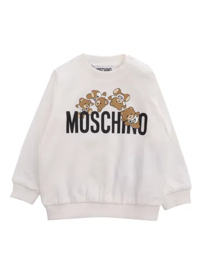 Moschino Kid White Sweatshirt With Print