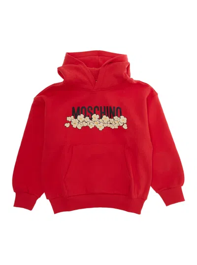 Moschino Kids Baby Boy Cotton Logo Lettering Hoodie Sweatshirt In Red