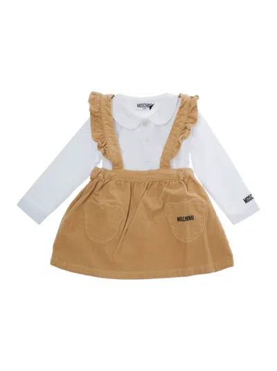 Moschino Kids Baby Long-sleeve Shirt And Skirt Set With Brand Patch In Multi