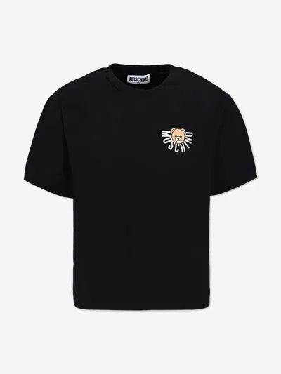 Moschino Kids Bear Logo T-shirt In Black