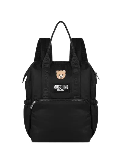 Moschino Kids Bear Patch Backpack In Black