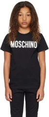 MOSCHINO KIDS BLACK PRINTED T-SHIRT
