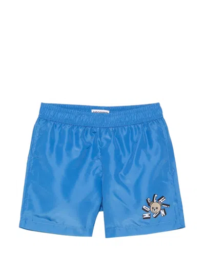 Moschino Kids Boys' Mini Swimsuit With Drawstring Waist And Pockets In Blue