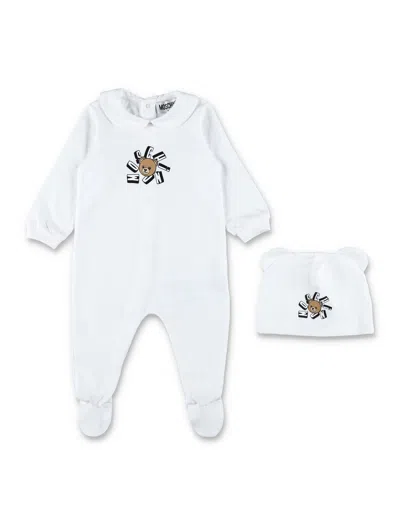 Moschino Kids Chic And Cozy Mini Baby Set In Neutral