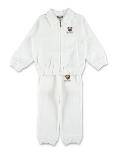 Moschino Kids Cloud Print Cotton Blend Mini Dress For Girls In White