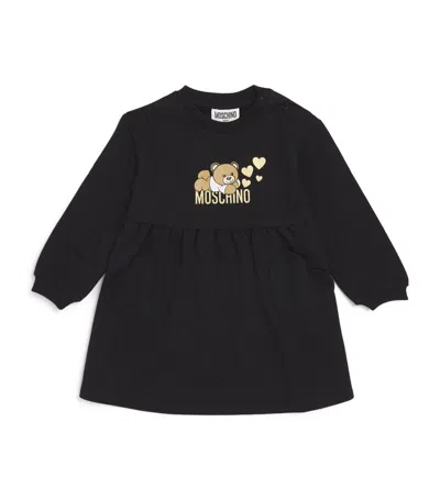 Moschino Kids Cotton Heart-bear Dress (3 Months-3 Years) In Black