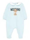 Moschino Kids Cotton Onesie With Teddy Print In Blue