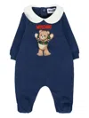 Moschino Blue Babygrow For Baby Boy With Teddy Bear In Blue