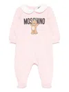 Moschino Kids Cotton Onesie With Teddy Print In Pink