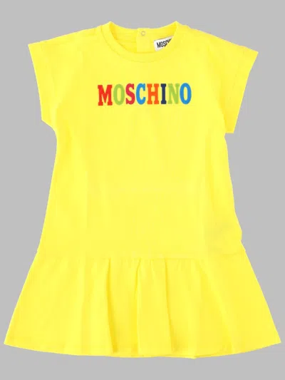 Moschino Kids Cotton Stretch Dress In Yellow