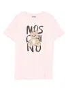 Moschino Kids Cotton T-shirt With Teddy Bear Print In Pink