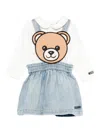 Moschino Kids Denim Dress With Teddy Bear Appliqué In Blue