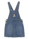 Moschino Kids Embroidered Dungarees In Blue