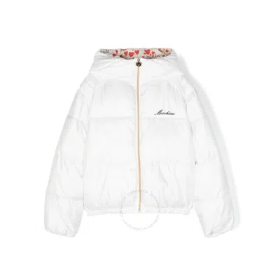 Moschino Kids Embroidered Logo Elasticated Hem Jacket In White