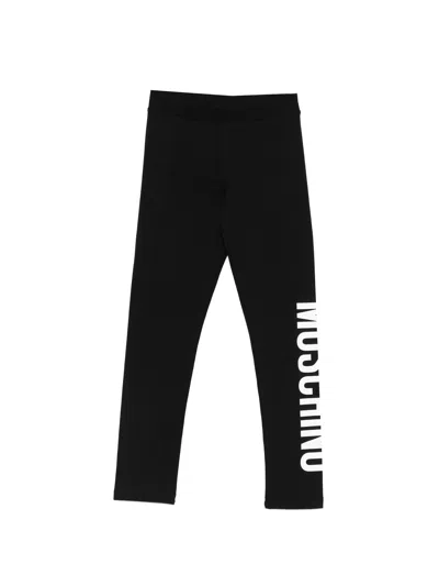 Moschino Kids Ethesticated Waistband Mini Trousers For Girls In Black