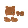 Moschino Kids Faux-shearling Hat Set In Brown