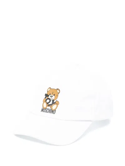 Moschino Kids Girls' Mini Baseball Cap With Teddy Bear Print And Logo In White