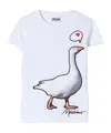 Moschino Kids Goose Embroidered Crewneck T-shirt In White