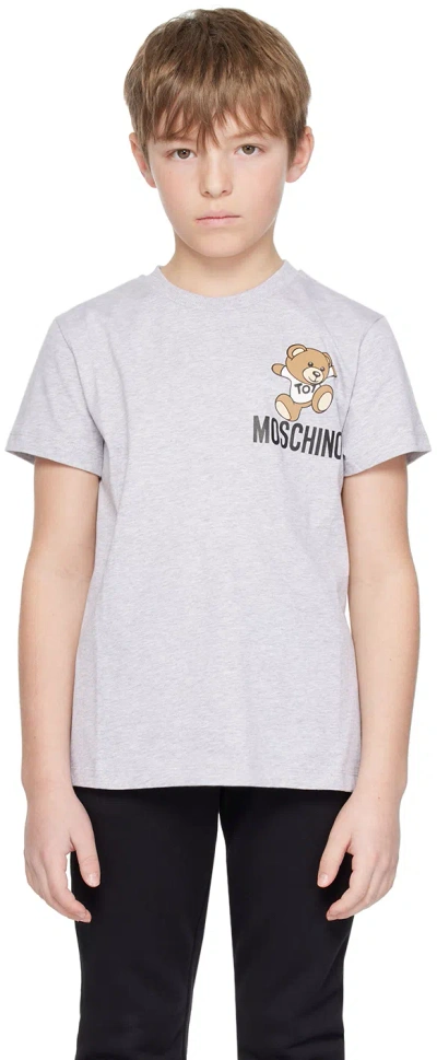 Moschino Kids Gray Teddy Bear T-shirt In 60926 Grey Mela