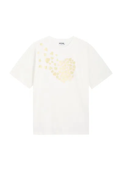 Moschino Kids' Heart-print T-shirt In White