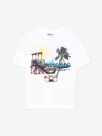 Moschino Kids Holiday Bear T-shirt In White
