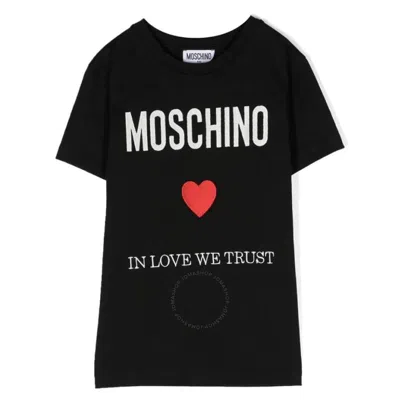 Moschino Kids In Love We Trust Printed T-shirt In Black