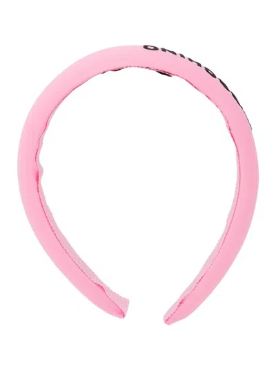 Moschino Kids Kids' Cotton Logo Embroidered Headband In Pink
