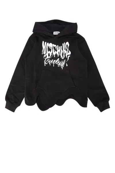 Moschino Kids Logo-print Hoodie Sweatshirt In Black