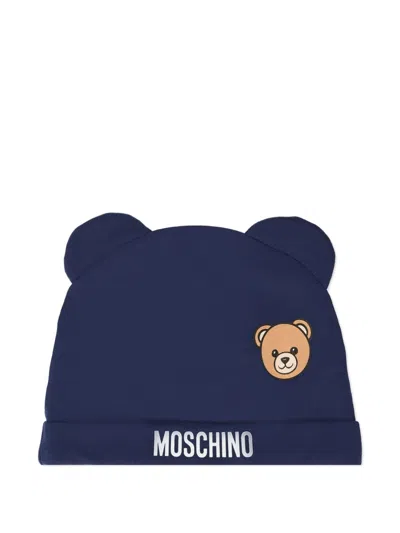 Moschino Kids Kids Mini Gift Set: Hat And Bib With Applique In Blue