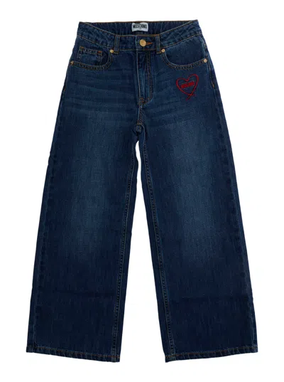 Moschino Kids Kids Mini Regular-fit Cotton Pants With Side Pockets In Blue