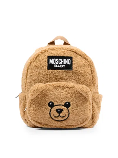 Moschino Kids Kids Teddy Mini Crossbody Bag With Front Zip Pocket In Brown