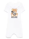Moschino Kids Leo Teddy Print Romper In White