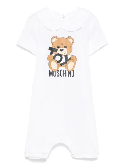 Moschino Babies'  Kids Leo Teddy Print Romper In White